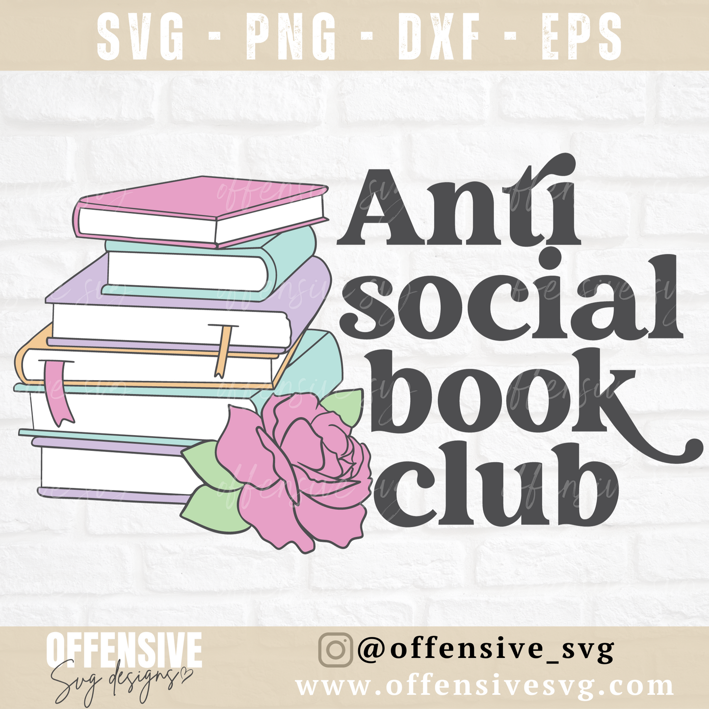 Antisocial Book Club Svg | Book Svg | By Offensive Svg