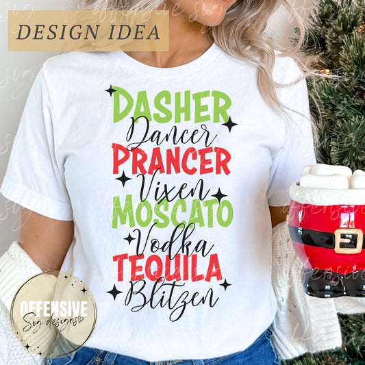 Dasher Dancer Prancer SVG | Reindeer Names | Christmas SVG | Wine, Decor | by Offensive Svg