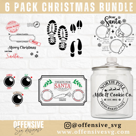 Christmas SVG Bundle | Santa Treats, Surveillance, Footprints, Label  | Dear Santa SVG | by Offensive Svg