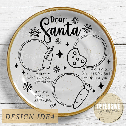 Santa Plate SVG | Cookies Treats For Santa  | Dear Santa Tray | by Offensive Svg