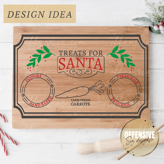 Treats For Santa SVG | Cookies Santa Plate  | Dear Santa Tray | by Offensive Svg