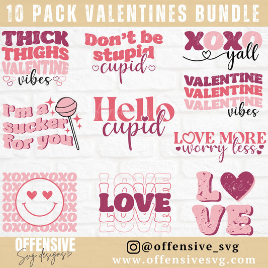 Retro Valentines SVG Bundle | Retro Valentine SVG | Funny Valentines SVG | I Love You Svg | By Offensive Svg