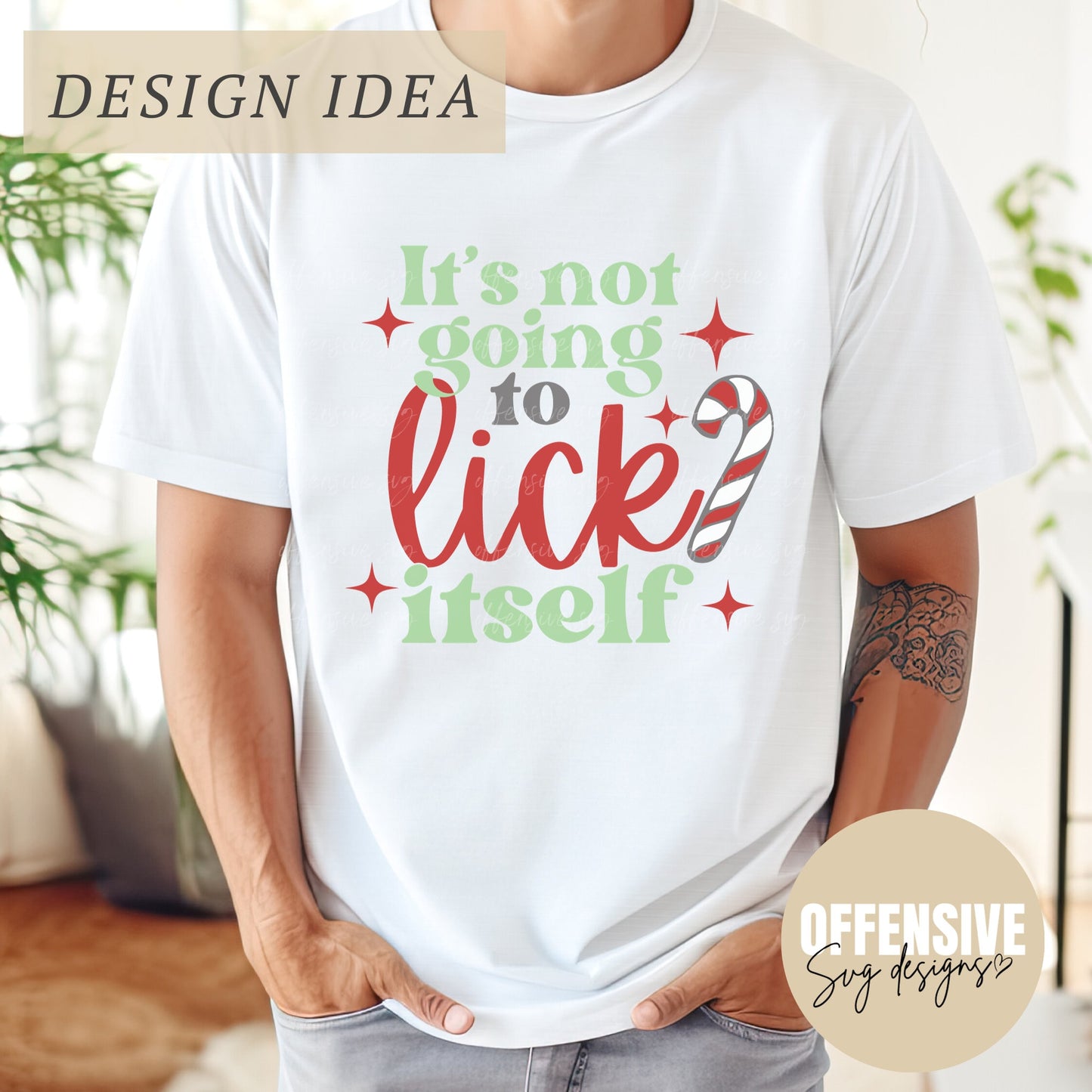 Its Not Going To Lick Itself SVG | Candy Cane SVG | Funny Christmas Shirt SVG | Sarcastic Groovy Christmas Cut File | by Offensive Svg