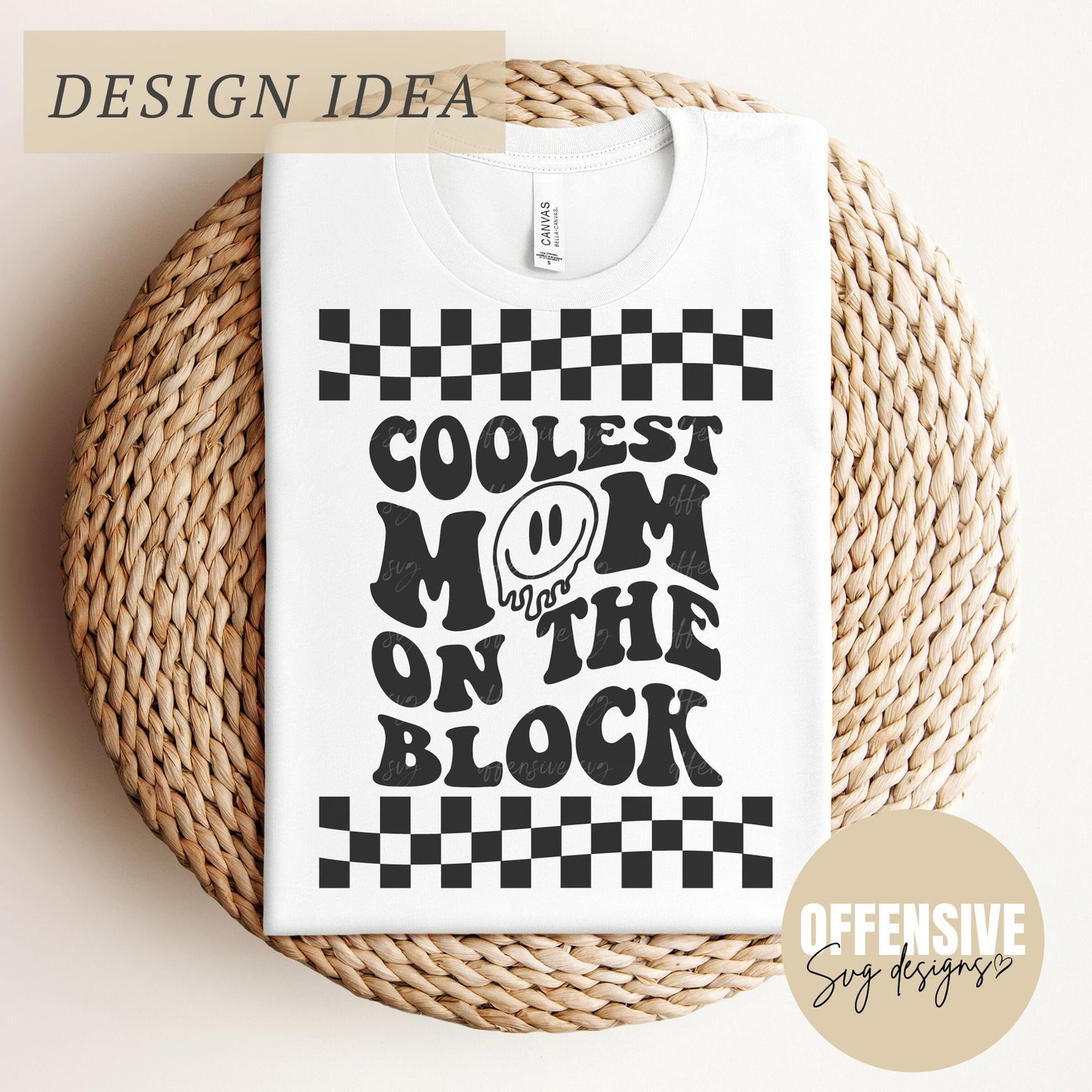 Coolest Mom On The Block SVG | Cool Moms Club | Wavy Text SVG | By Offensive Svg