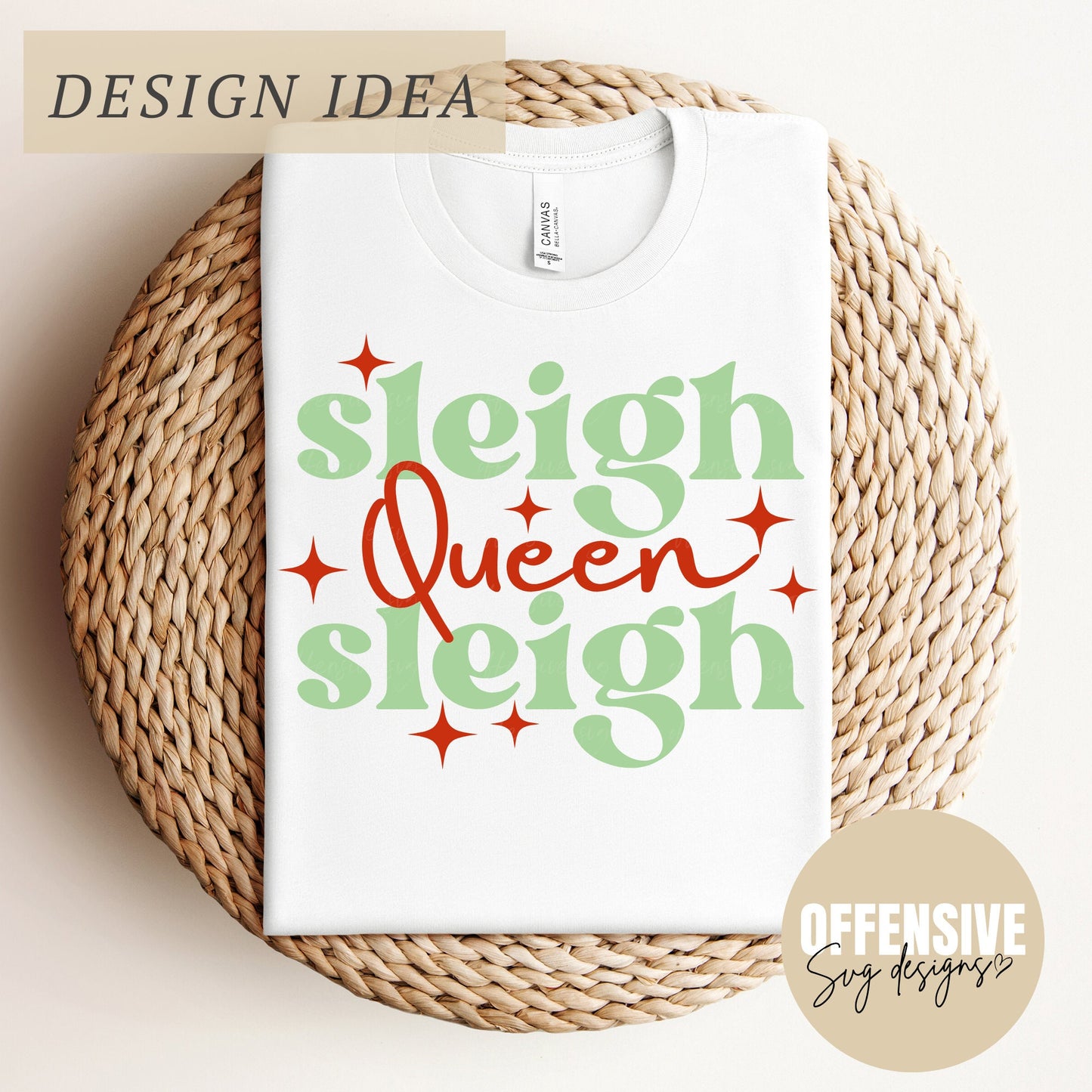 Sleigh Queen Sleigh SVG | Trendy Cute Christmas Shirt SVG |  Groovy Christmas Cut File | by Offensive Svg