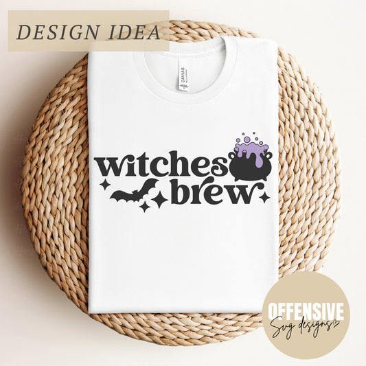 Witch SVG, Halloween Coffee SVG, Spooky Season Svg, Cauldron Svg, Witches Brew, PNG Digital Download | By Offensive Svg