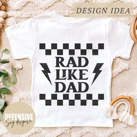 Rad Like Dad SVG | Checkered, Lightning Bolt SVG | Urban Kids SVG | Fathers Day | By Offensive Svg