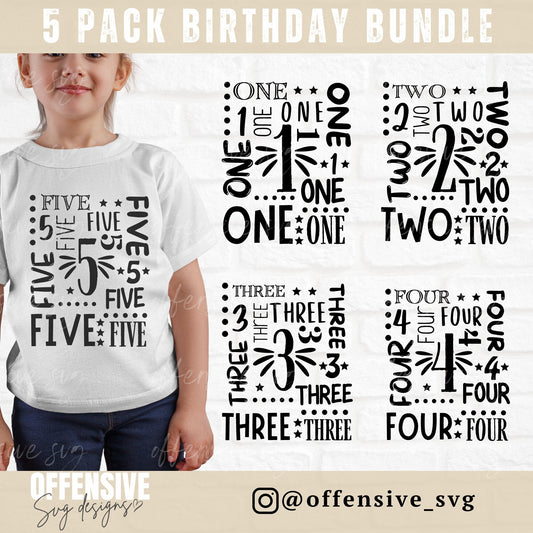 Birthday Svg Bundle, Birthday Svg, 1st Birthday Svg, 2nd Birthday Svg, 3rd Birthday Svg, 4th Birthday Svg, 5th Birthday Svg, Birthday Shirt