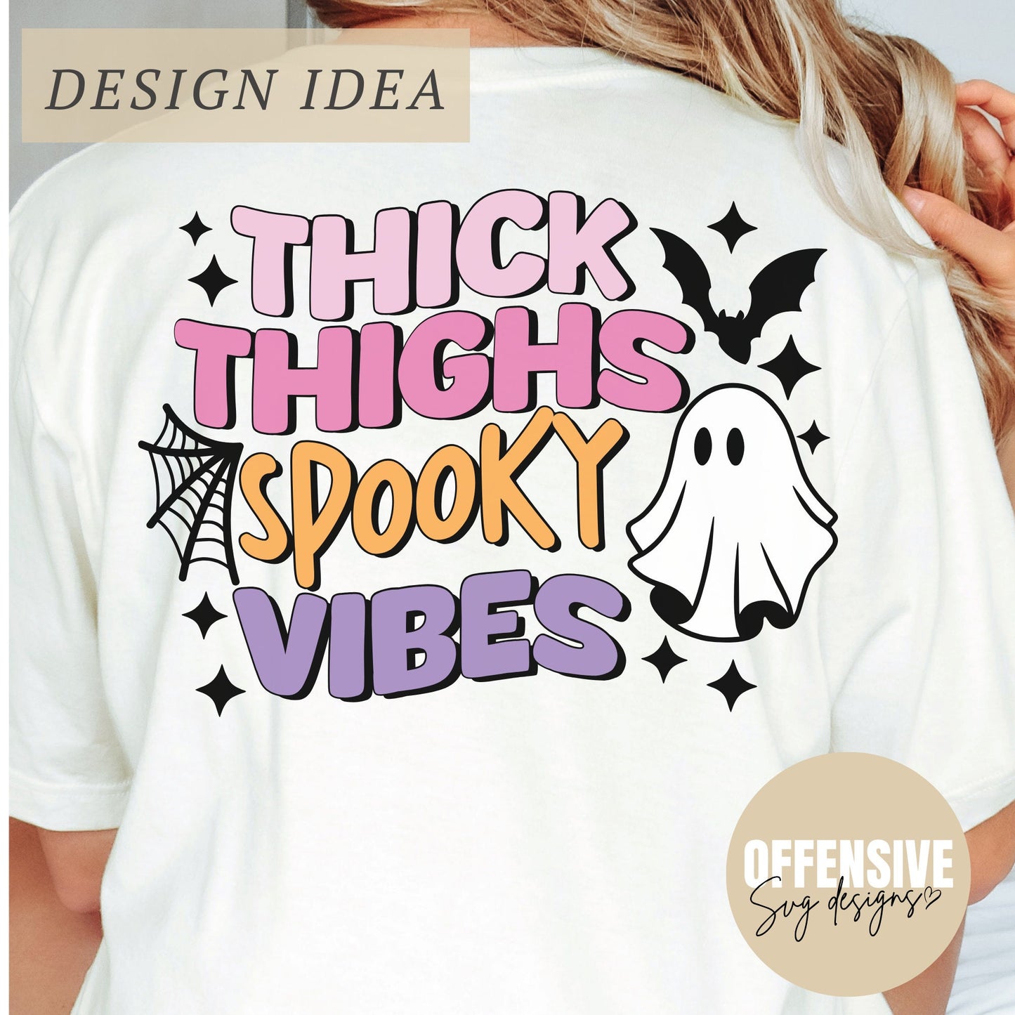 Spooky Season SVG, Cute Halloween Ghost SVG, Thick Thighs Spooky Vibes, PNG Digital Download | By Offensive Svg