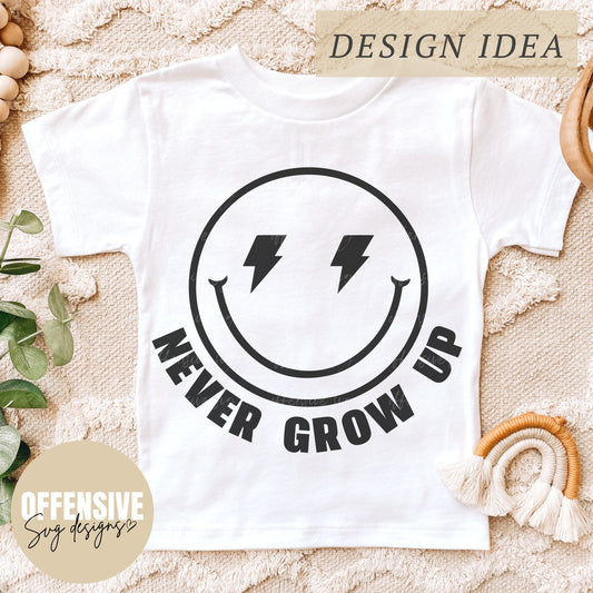 Smiley Face SVG, Toddler SVG, Urban Svg, Never Grow Up,  PNG Digital Download | By Offensive Svg