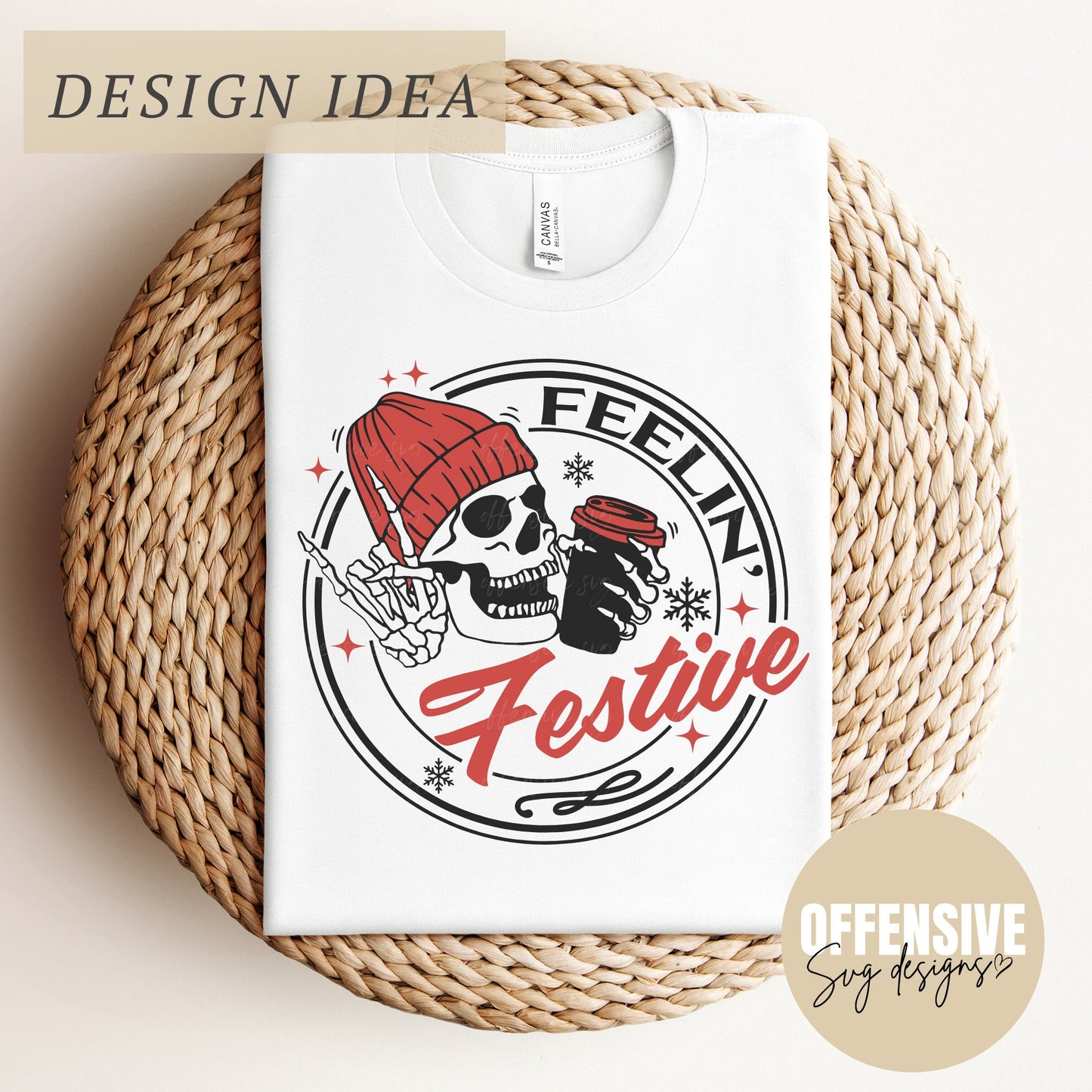 Feeling Festive SVG, Skeleton SVG, Merry And Bright, Digital Download | by Offensive Svg